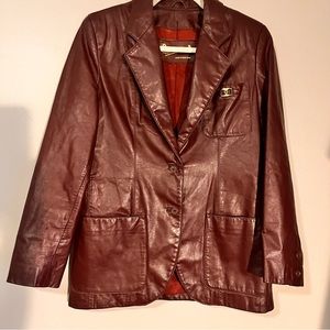 Women’s Etienne Aigner Vintage 70s Oxblood Leather Jacket Size 8 Lined